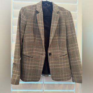 Beautiful brown, black, orange plaid Express blazer.